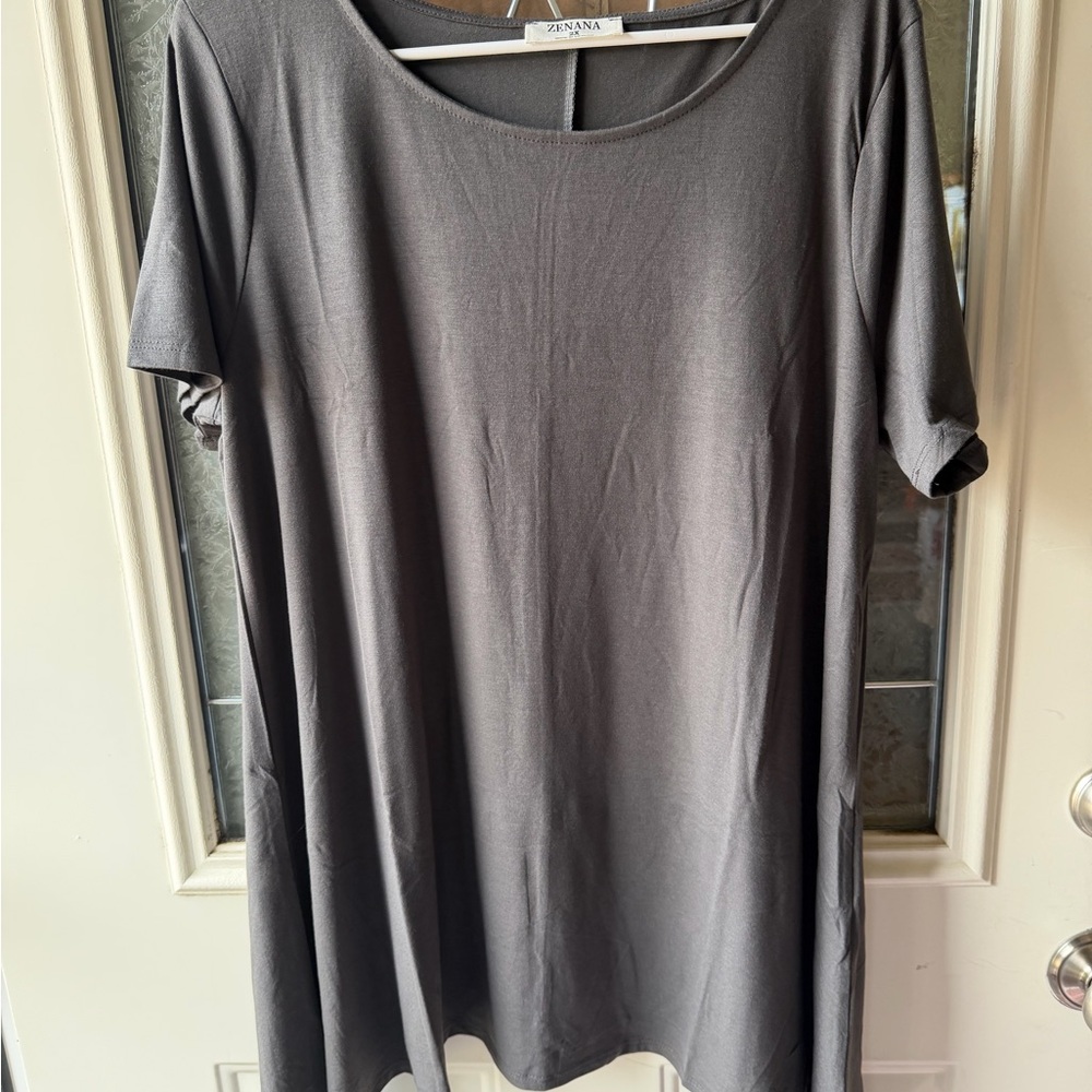 Zenana Dark Gray Short Sleeve Top IF YOU KNOW YOU KNOW QUALITY